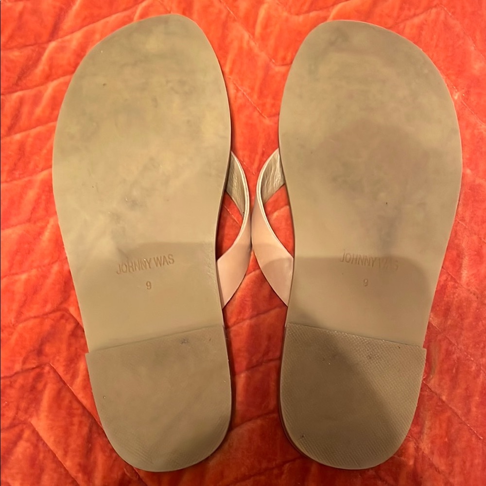 EUC Johnny Was Jenna Tan leather Thong Sandals Size 9 - Picture 5 of 6